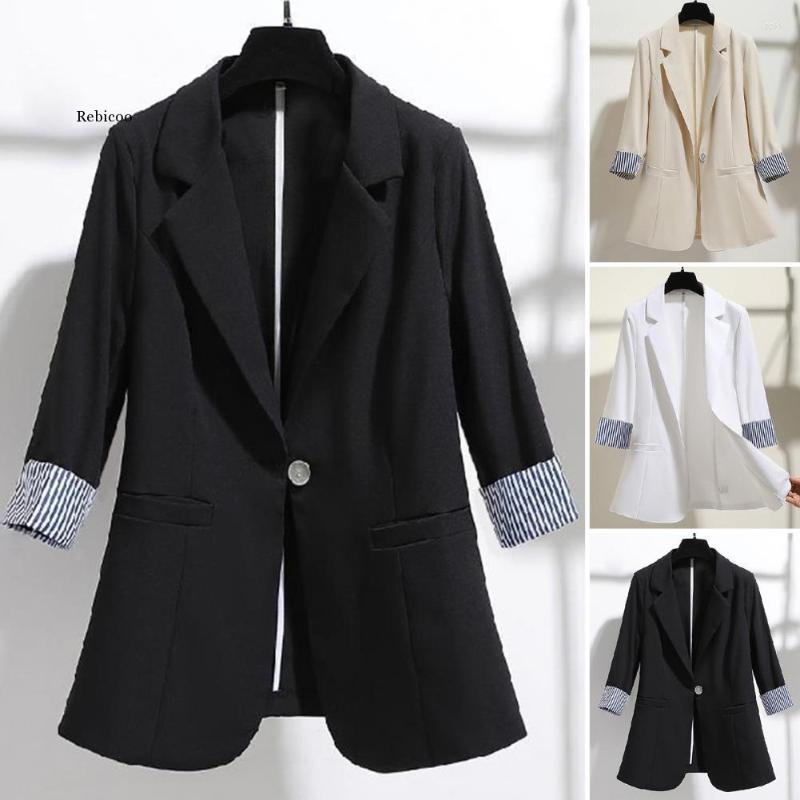 

Women's Suits Blazer Coat Fashion Solid Color Lapel Women Pockets Suit Woman Buttons Closure Outerwear, Black