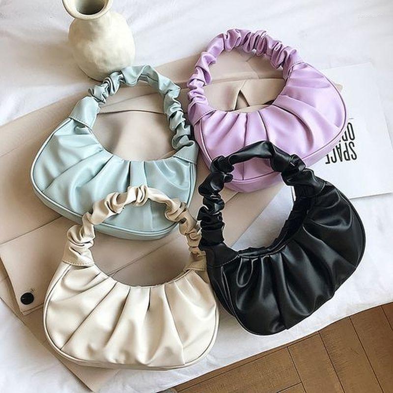 

Shopping Bags Fashion Women Shoulder Bag Pleated PU Leather Handbag Female Daily Autumn Casual Street Travel Underarm Tote, Brown