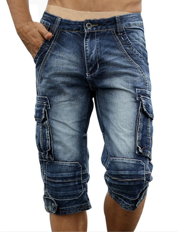 

Men's Jeans Summer Mens Retro Cargo Denim Shorts Vintage Acid Washed Faded Multi-Pockets Military Style Biker Short Jeans for Men 230414