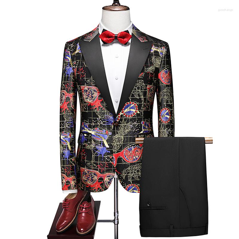 

Men's Suits Suit Two-piece Men's Work Business Casual Wedding Party Host Formal Dress 2023 Spring Fancy Full Size, Red