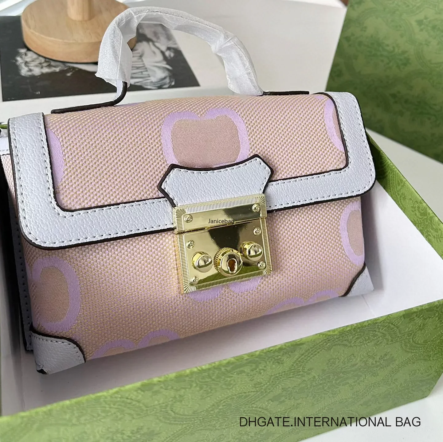 

Padlock Mini Handbag Luxury One Shoulder Crossbody Bag with Super Lock Closure Canvas and Leather Stitching Detachable Strap and Innovative Design Super Capacity, 1-#