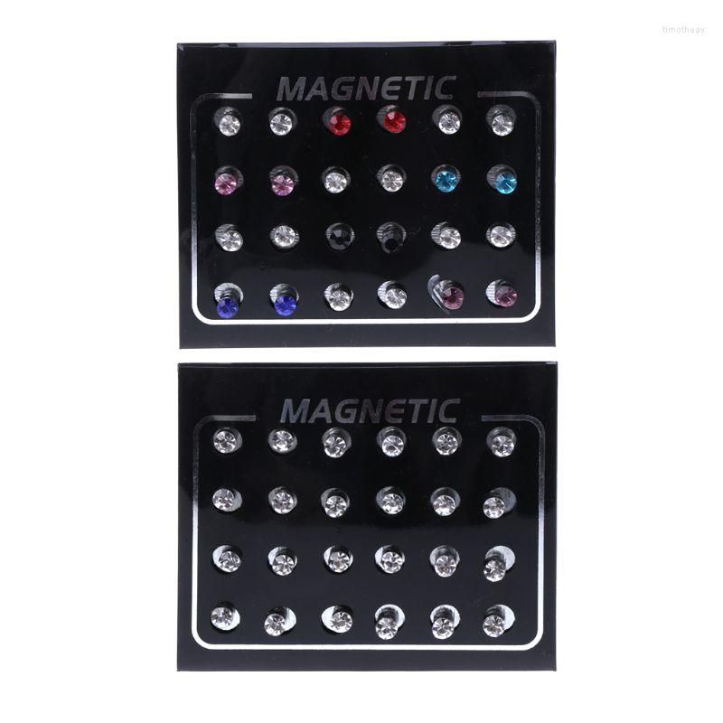 

Stud Earrings 12 Pairs Crystal Rhinestone Magnetic Clip Non Piercing Fashion Jewelry