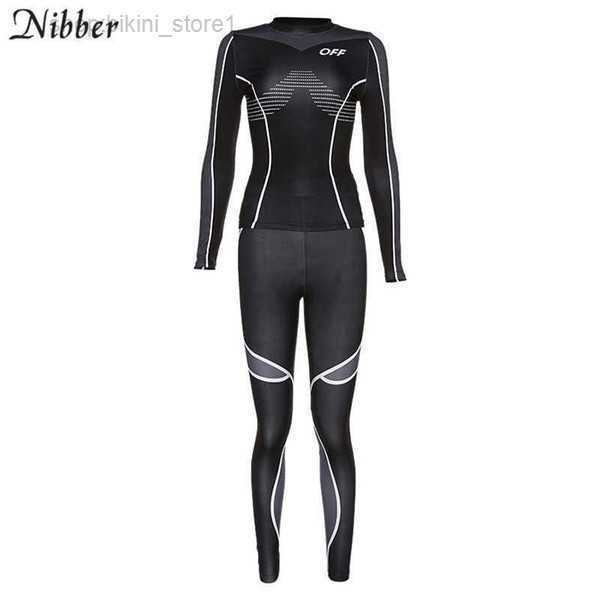

Women's Two Piece Pants Nibber Fashion Stripe Elastic Tops Fitness Leggingss Pieces Set Women Full Sleeve T-shirts Active Sportswear Suits T200821 1 XPAZ, Black