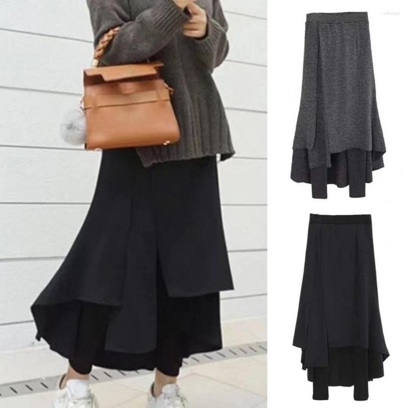 

Skirts Trendy Trousers Skirt Comfortable Winter Leggings Warm Fake Two Piece Fleece Lining Anti-freeze, Black