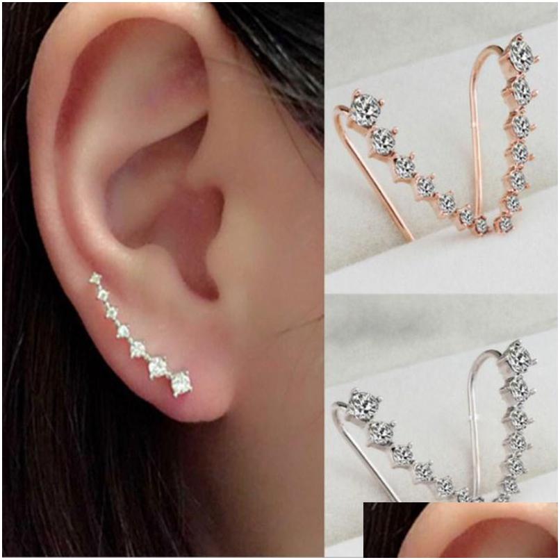 

Stud Diamond Clip Cuff Earrings White / Rose Gold Plated Dipper Hook Jewelry For Women Earring Drop Delivery Dhgarden Dhrzc