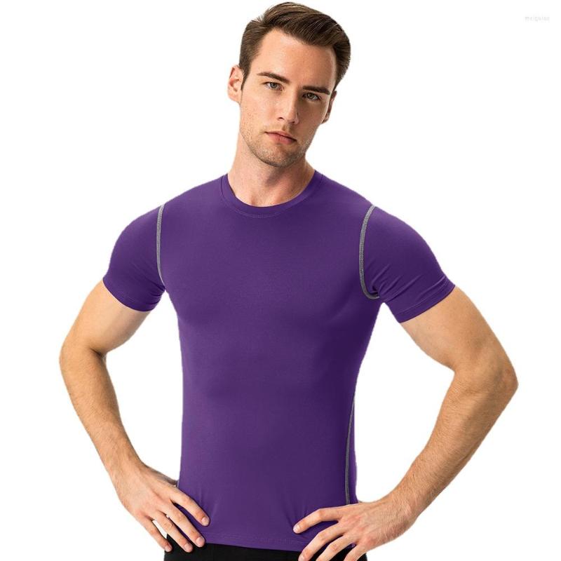 

Men's T Shirts Men's Tight-fitting Training T-shirts Running Short-sleeved Elastic Quick-drying Shirt European Size, Fluorescent green