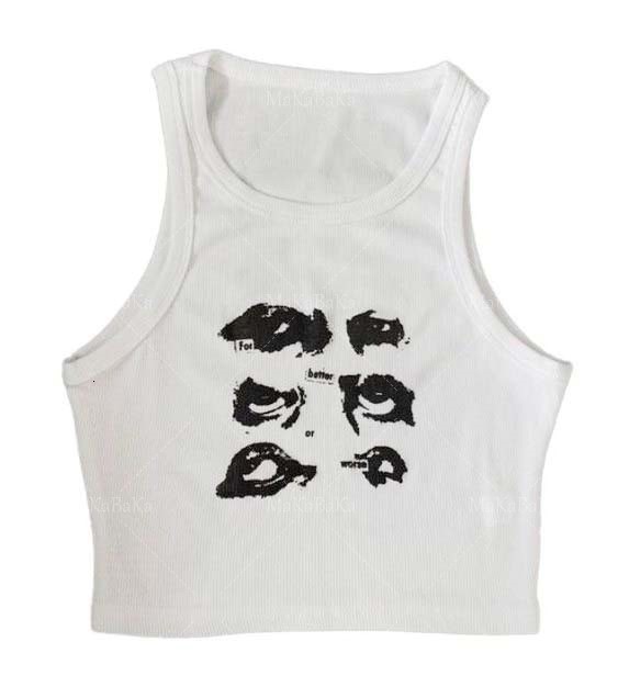 

Camisoles Tanks Summer Print Personality Bright Color Sleeveless Y2k Clothes Vintage Tank Top Aesthetic Harajuku Streetwear Slim 23414, Bai