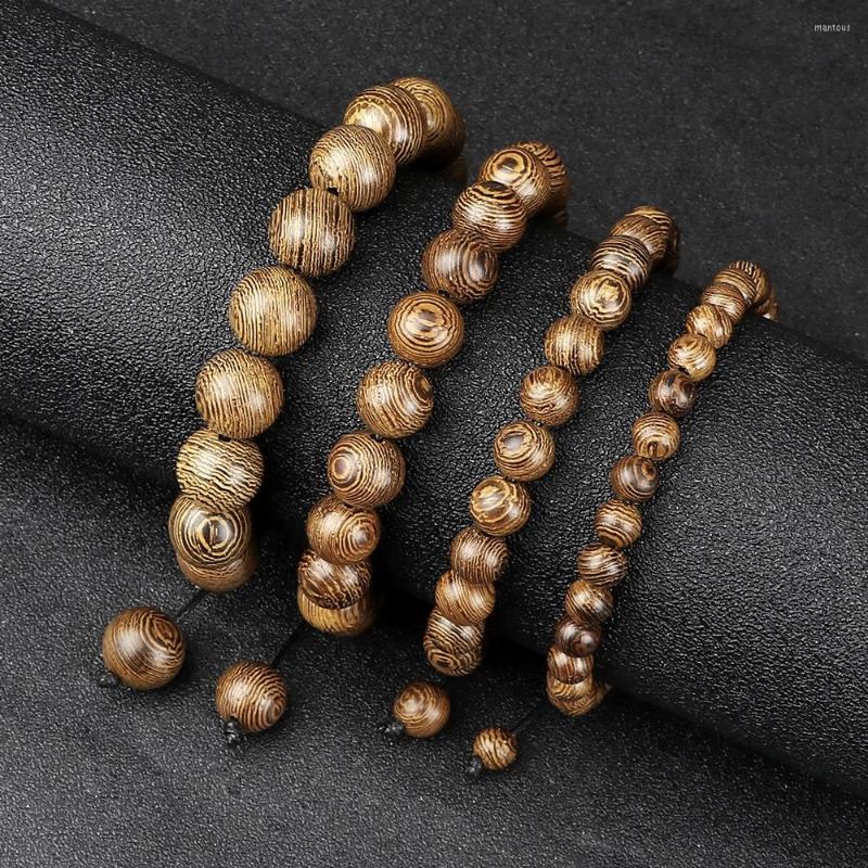 

Strand Men Vintage Wooden Beads Bracelet 6 8 10 12mm Women Adjustable Meditation Prayer Bracelet&Bangle Yoga Healing Jewelry Gift