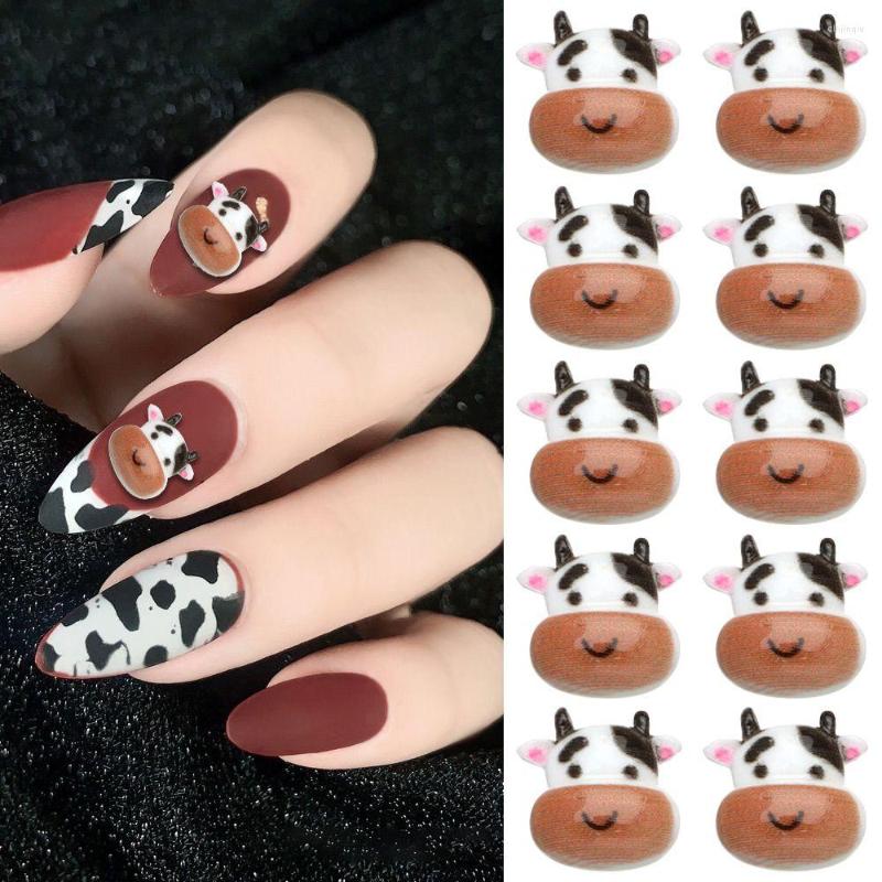 

Nail Art Decorations 10pcs DIY Crafts Nails Accessories Cute Cartoon Cow Charms Rhinestones Resin