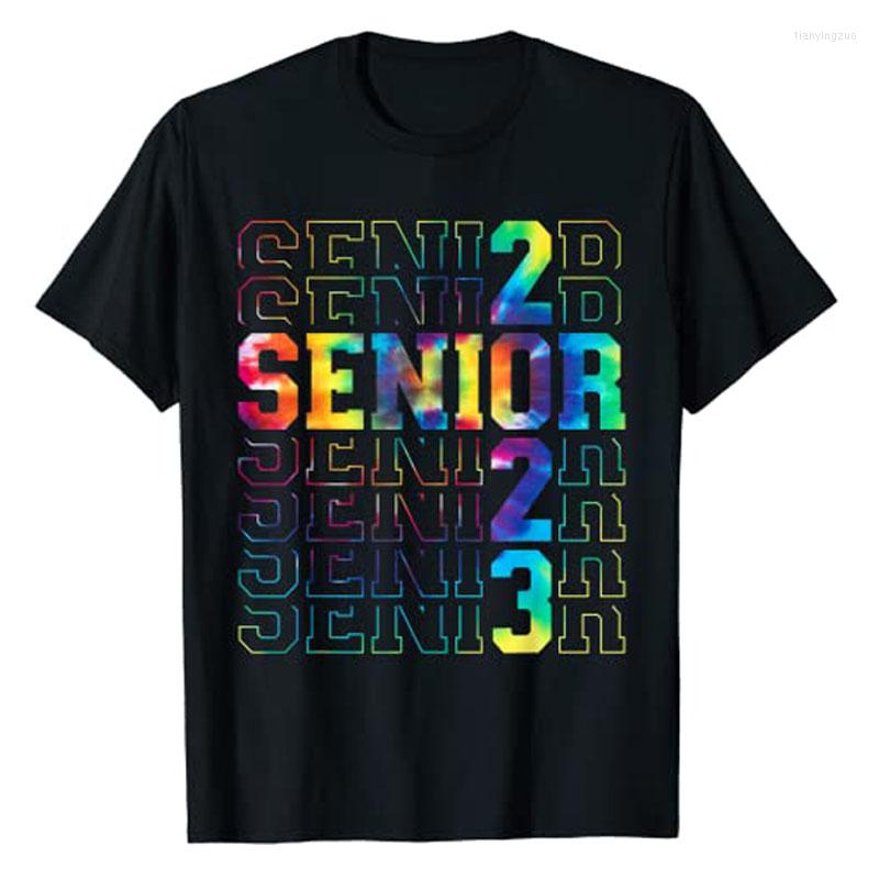 

Men's T Shirts Senior 2023 College University Graduation Tie Dye Class Of T-Shirt Schoolwear Clothes Letter Print Sayings Quote Graphic Tee, Purple