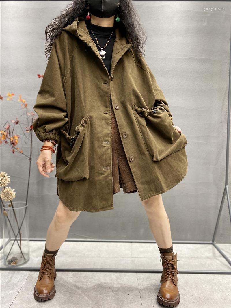 

Women's Trench Coats KE LA Women Clothes Spring And Autumn 2023 Washed Jeans Coat Loose Fashion Jackets, Green