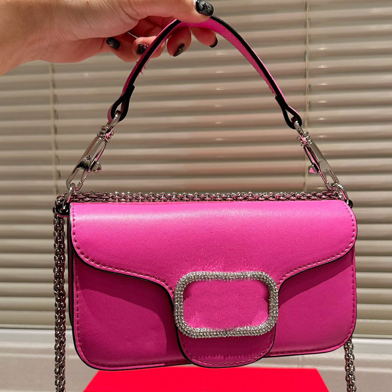 

Chain Shoulder Bag Luxury Bag Designer Leather Handbag Fashion Classic Wallet Square Star Diamond Button Letter Sign Shoulder Clutch Bags Cowhide Genuine Leather, Pink