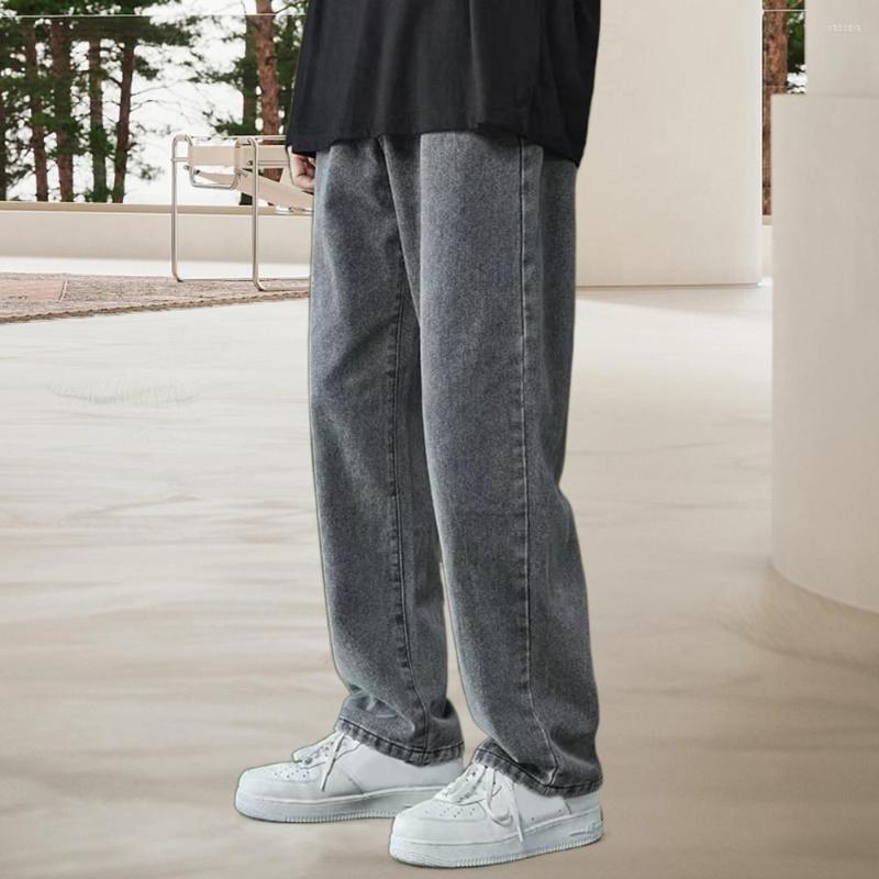 

Men's Jeans Denim Hip Hop Baggy Solid Color Streetwear Loose Fit Wide Leg Pants, Dark blue