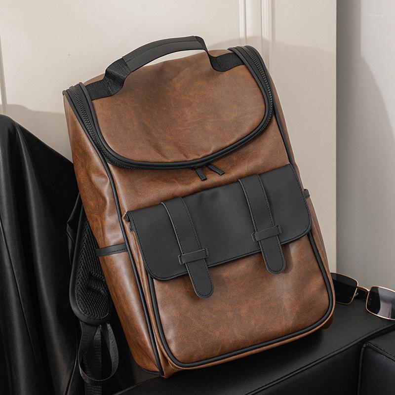 

Backpack Vintage Men's Fashion Brand Design For Men Luxury Soft PU Leather Computer Backpacks Student Schoolbags, Crossbody bag