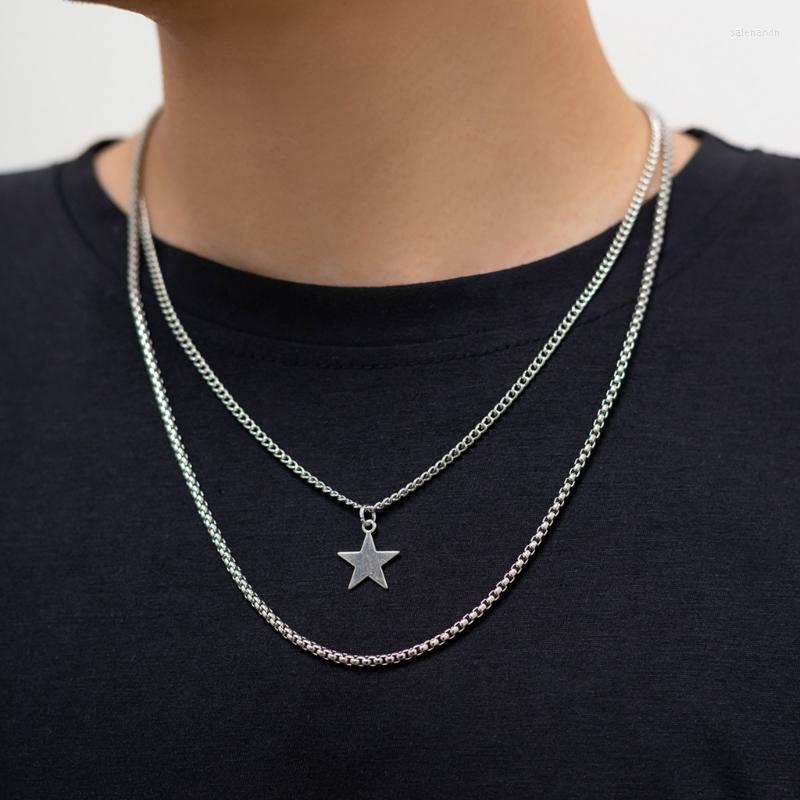 

Chains Five-pointed Star Pendant Necklace Simple Hip-hop Boy Fashion Jewelry Layered Choker Statement