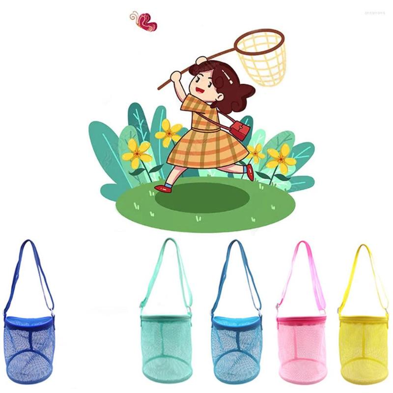 

Shopping Bags Mesh Beach Bag For Kids Toy Organizer Net Zipper Adjustable Shoulder Strap Child Dragonfly Collecting Round Bucket, Yellow