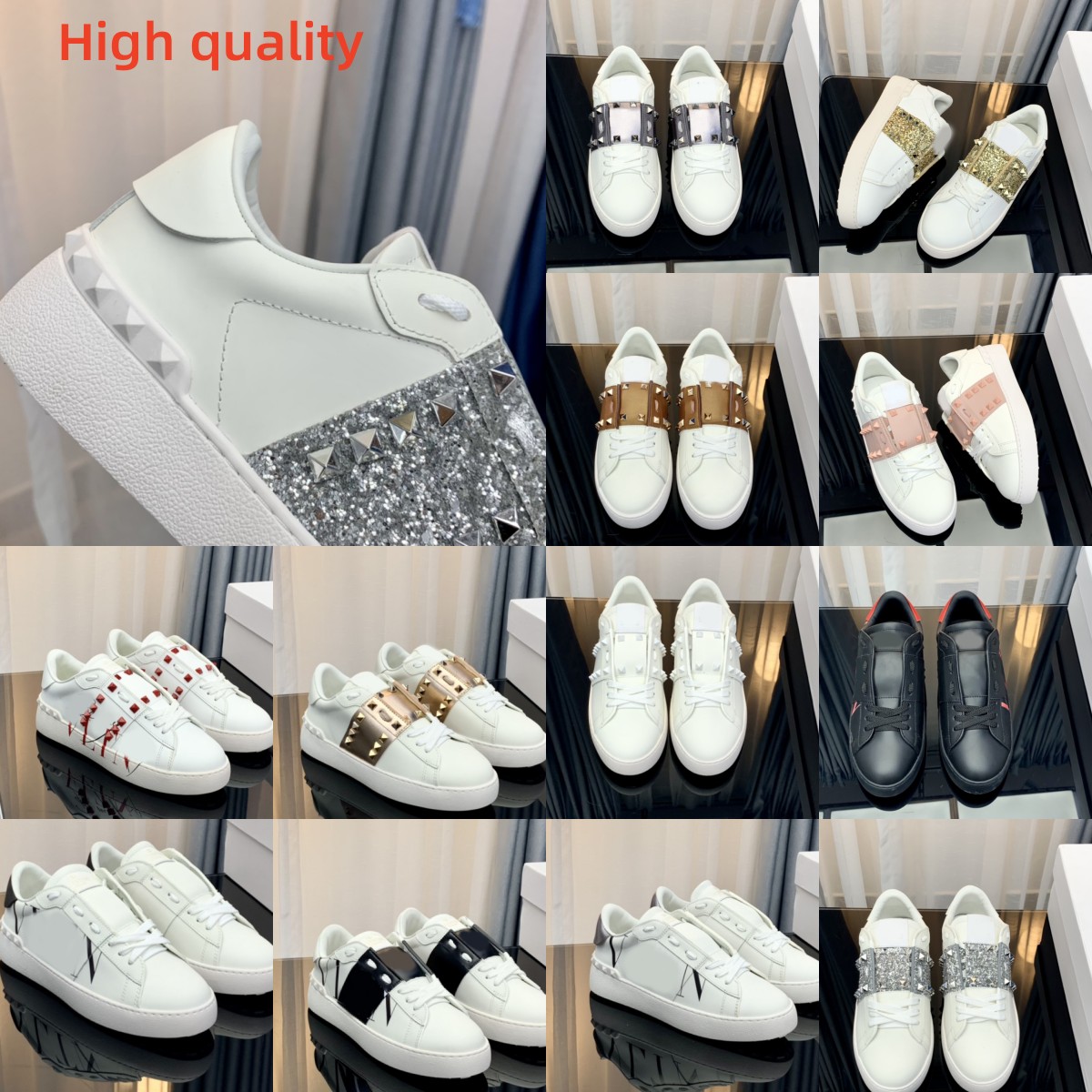 

Sports shoes rivets Shoes Shine Leather 2023 couple Designer quality Women heel Leather Sneakers Brushed Loafers Platform comfortable Diamonds Casual Shoe Lace-Up, Freight link;please do not place orders