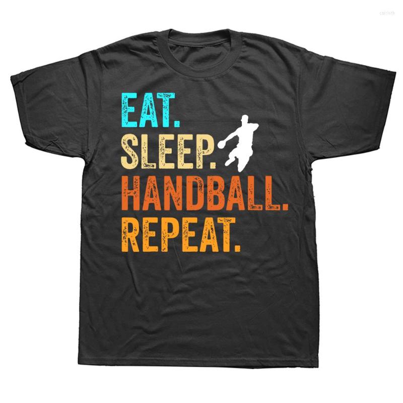

Men's T Shirts Novelty Eat Sleep Handball Repeat Graphic Cotton Streetwear Short Sleeve Birthday Gifts Retro Style T-shirt Men, Gray