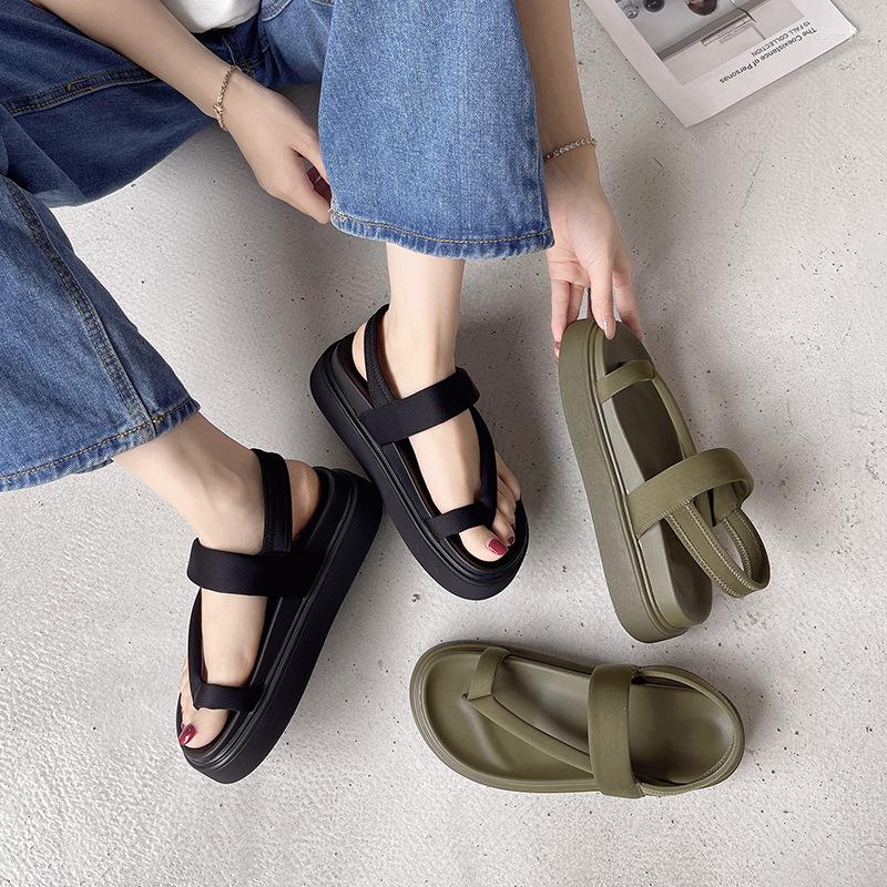 

Sandals Height Increasing Platform Women Fashion Solid Color Flip-flop Casual Summer Clip-toe Ladies Shoes Woman Shoe, Green