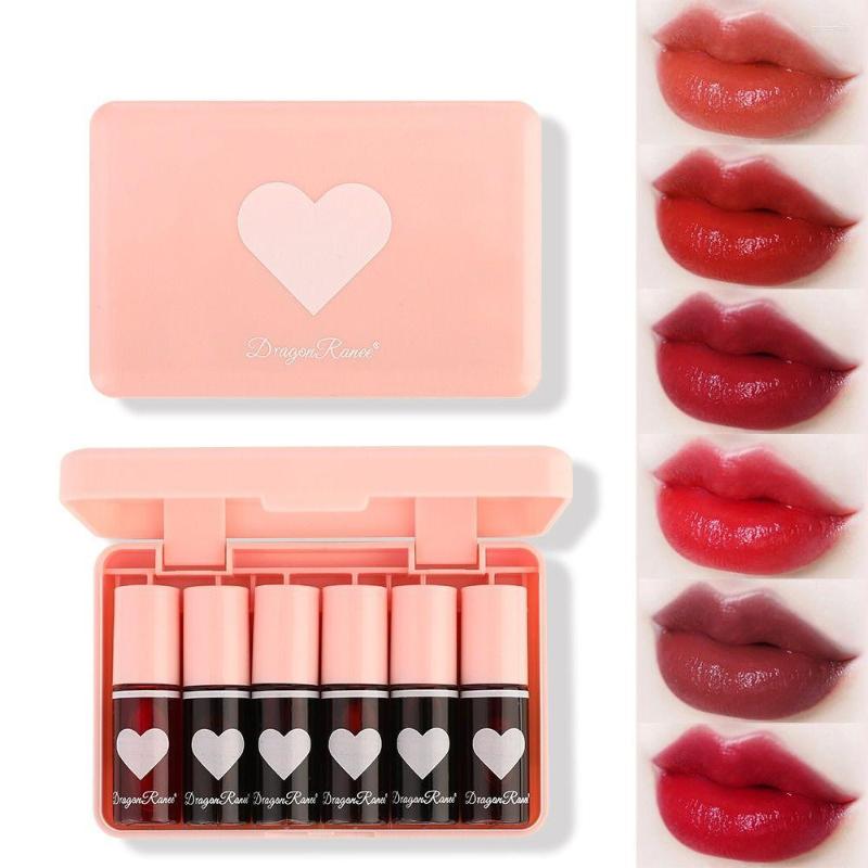 

Lip Gloss Liquid Lipstick Multi-use Cheek Tint Non-Stick Cup Korean 6 Colors Stain Set Plumping, Army green