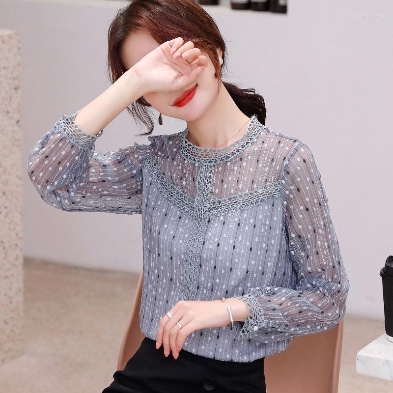 

Women's Blouses Lace Undercoat Summer Hollow Out Large Women's Top Embroidered Loose Mesh Blusas Clothes For Women Blouse Shirts, Apricot