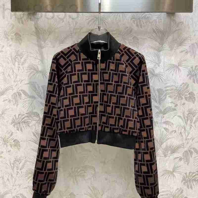 

Women' Jackets Designer Retro Presbytery Velvet Fashion Full of Letters Luxury Quality Zipper Jacket 83X3, Brown