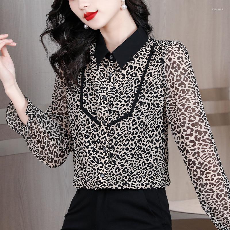 

Women's Blouses 2023 Spring And Summer Leopard Shirt Age Reducing Versatile Small Long Sleeve Casual Fashion Top Women's, As shown