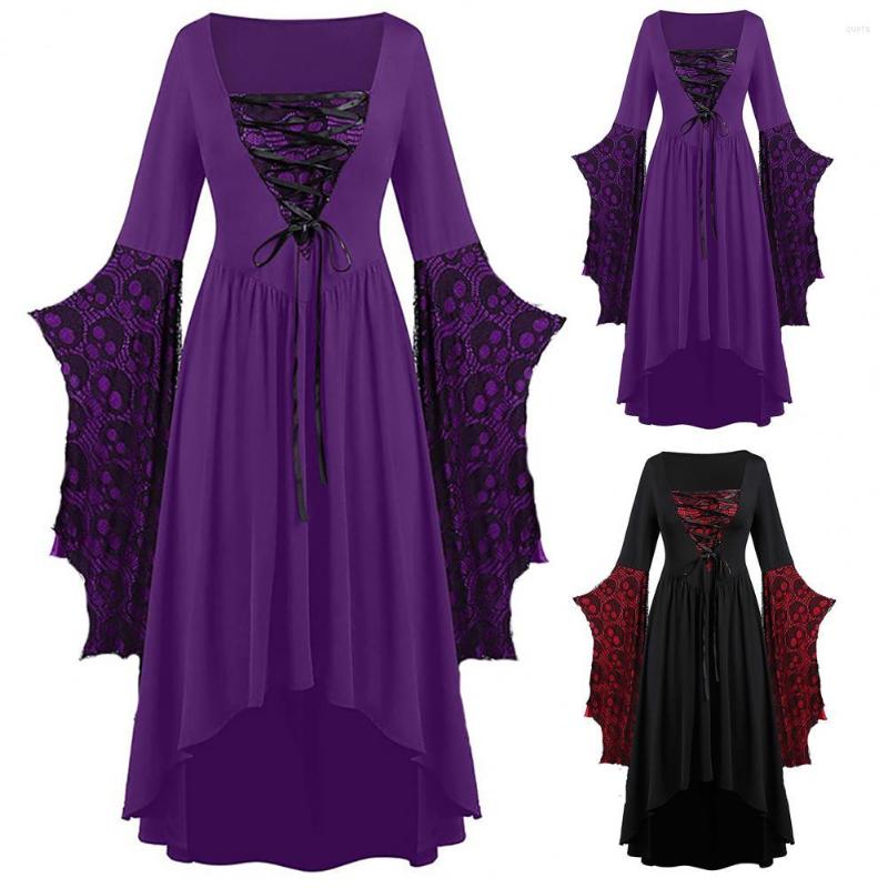 

Skirts Fashion Witch Cosplay Halloween Costume Plus Size Skull Dress Lace Bat Sleeve Costumes For Women Dresses, Black