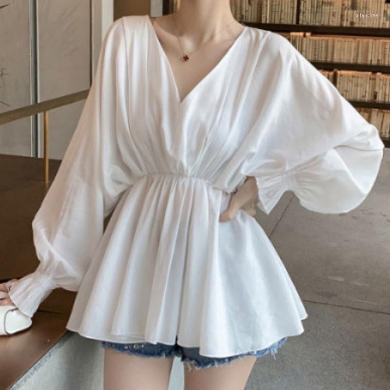 

Women's Blouses Spring Casual For Women Almighty Lantern Long Sleeve V-neck Skinny Solid Colours Femme Shirts Tops Fashion Woman Blusas, Gray