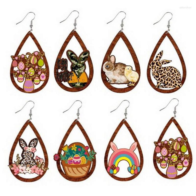 

Dangle Earrings Easter Leoaprd Teardrop 2023 Fashion Wood Basket Eggs Gnome Chick Drop Women Gifts