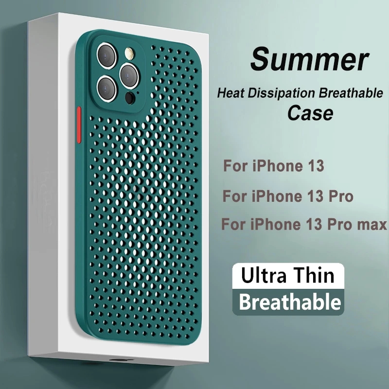 

Heat Dissipation Breathable Cooling Case For iPhone 12 11 13 Pro Max XR XS Max X 14 Plus mini Soft Silicone Shockproof Bumper Cover