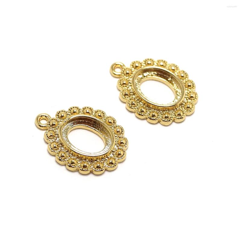 

Charms 2pcs Necklace Pendant Cabochon Point Oval Drop 24K Gold Color Plated Brass 15.8x11.9mm Jewelry Making Supplies