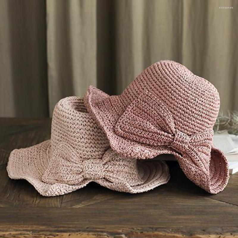 

Wide Brim Hats Beautiful Lady Summer Hat Decorative Bow-knot Decor Sunshade  Holiday Sun Cap Sunscreen, Black