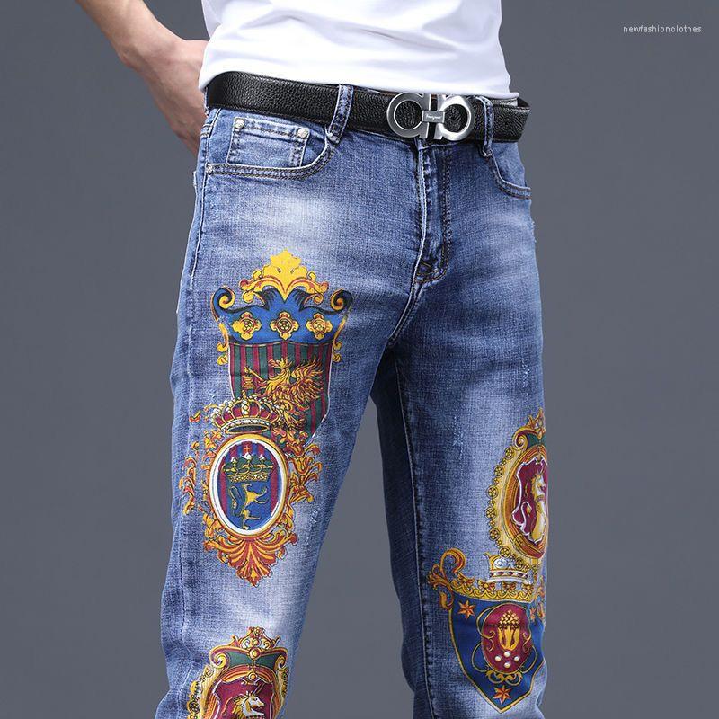 

Men's Jeans Spring Autumn Harajuku Fashion Art Craft Graphical Paintings 2000s Streetwear Male Slim Boyfriend Stylish Pants Denim Men, 9335 printed