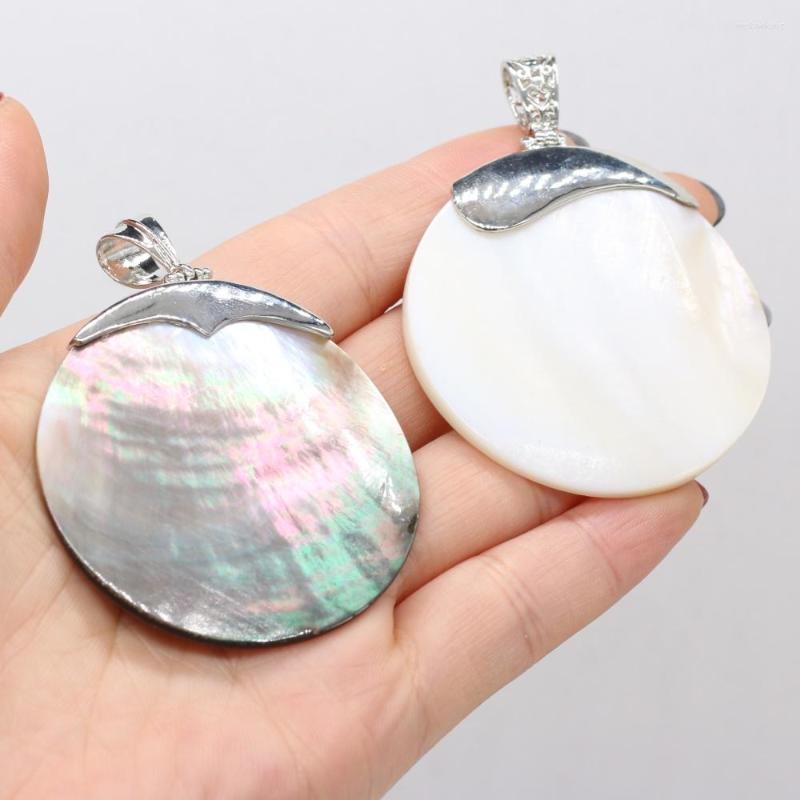 

Pendant Necklaces Natural White Mother Of Pearl Shell Round Seashell Charms For Women DIY Necklace Jewelry Making Exquisite Gift 50x50mm