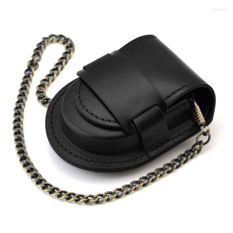 

Watch Boxes Portable Leather Pouch Pocket Vintage Holder Protector Coin Purses Bag With Chain Box Cover