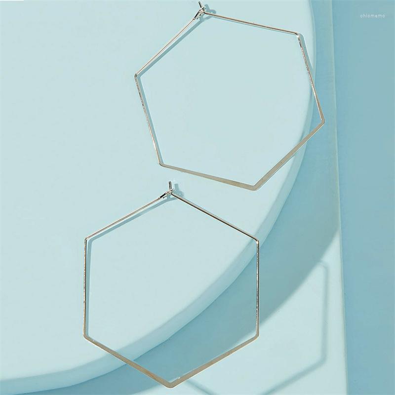 

Hoop Earrings Cross Border Personality Geometric Hexagon Creative Exaggerate Punk Style Gold Polygon For Women