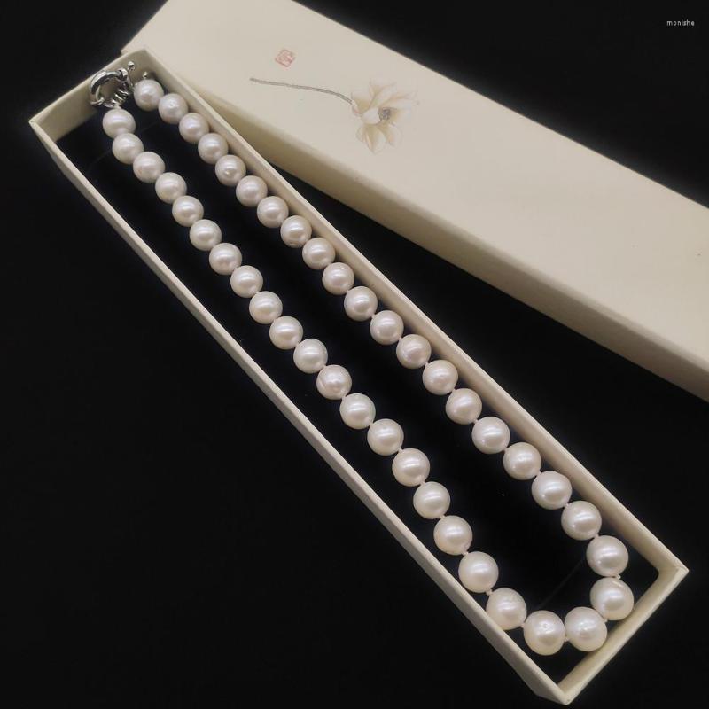 

Choker Fashion Simple Round Handmade Pearl Necklace Wedding Love Retro 10-11mm Beads Women's Jewelry Party Delicate Craft Gift