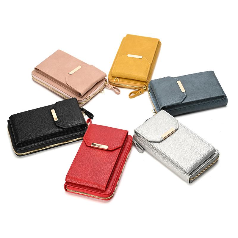 

Large-capacity PU mobile phone bag ladies handbag single zipper vertical cross-body bag women small bags