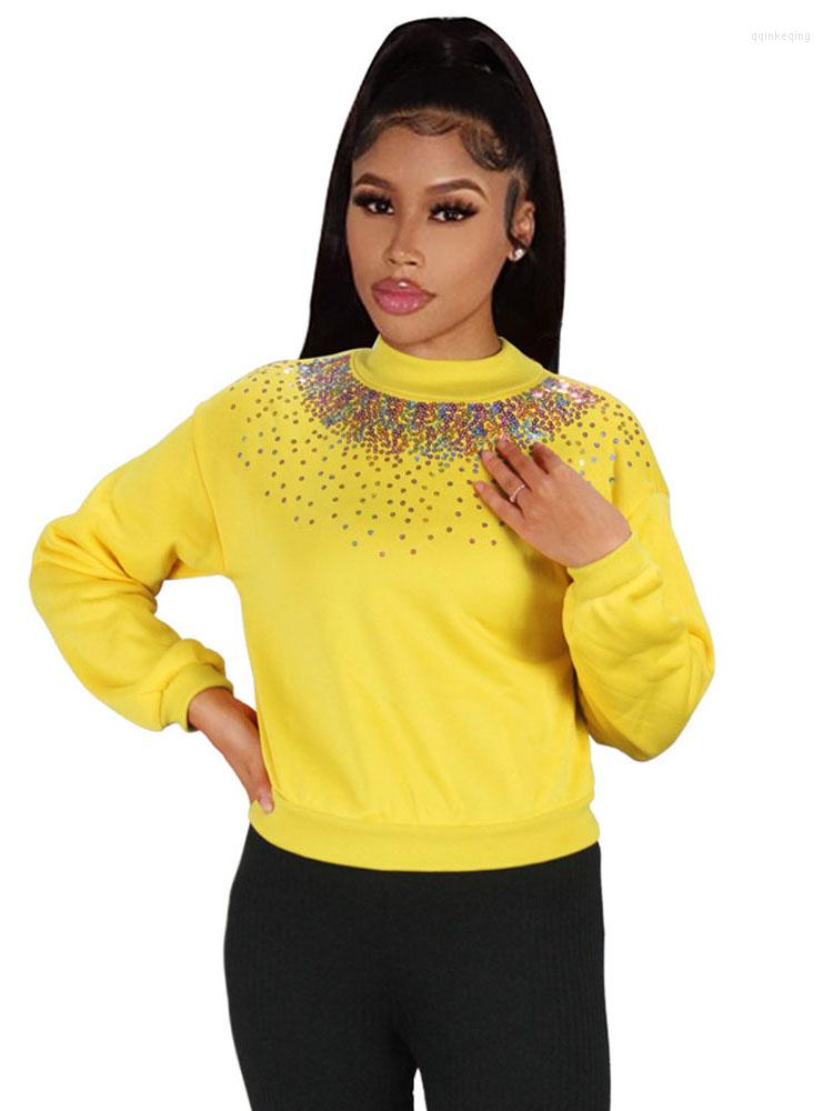 

Women's Hoodies Szkzk Colored Sequins Corpper Top Hoodie Turtleneck Long Sleeve Sweatshirts For Women Winter Outfits Loose Ladies Pullovers, Black