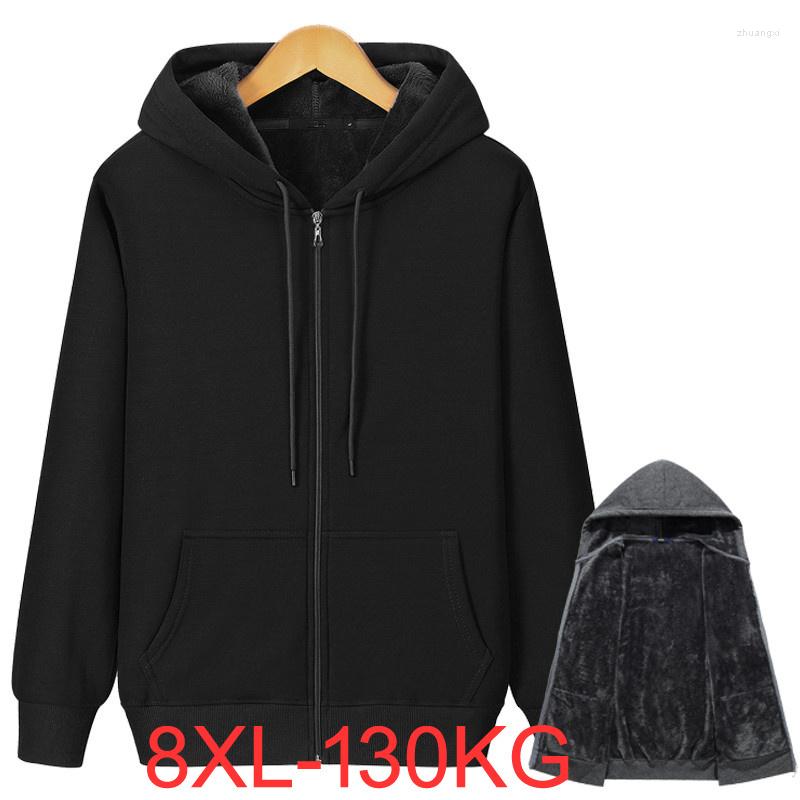 

Men's Hoodies Men's Autumn And Winter Plus Size Zipper Hooded Sweatshirt 5XL 6XL 7XL 8XL Thick Warm Black Gray Navy Blue Big Jacket
