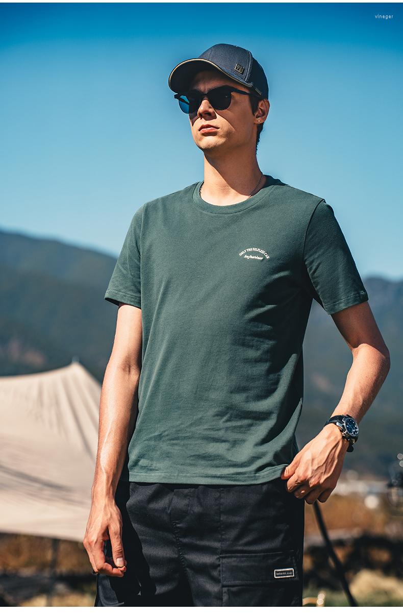 

Men's T Shirts 2807 Fashion Letter Printing Versatile Round Neck 230G Heavy Cotton Men's Short-sleeved T-shirt, Black