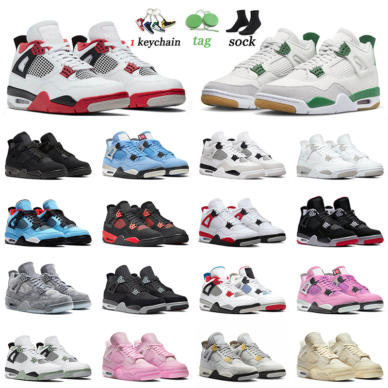 

Jumpman 4 4s Men Basketball Shoes Pine Green Fire Red Black Cat Military White Oreo TS Canvas Seafoam Sail Photon Dust Pink Bred Lightning Trainers Mens Women Sneakers, A43 cool grey 40-47
