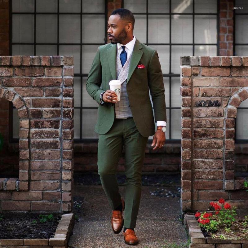 

Men's Suits Olive Green Office Men's Suit Notched Lapel Blazers For Wedding Male Tuxedos Slim Fit Groom Wear 2 Pieces Prom Jacket And, Pink