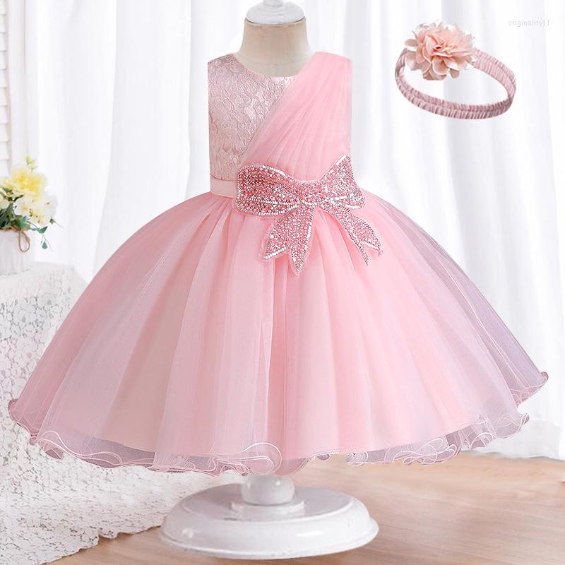 

Girl Dresses Girls' Sequin Bow Sleeveless Princess Dress Baby Pearl Mesh Cake Halloween Banquet Host Runway Costume, Picture shown