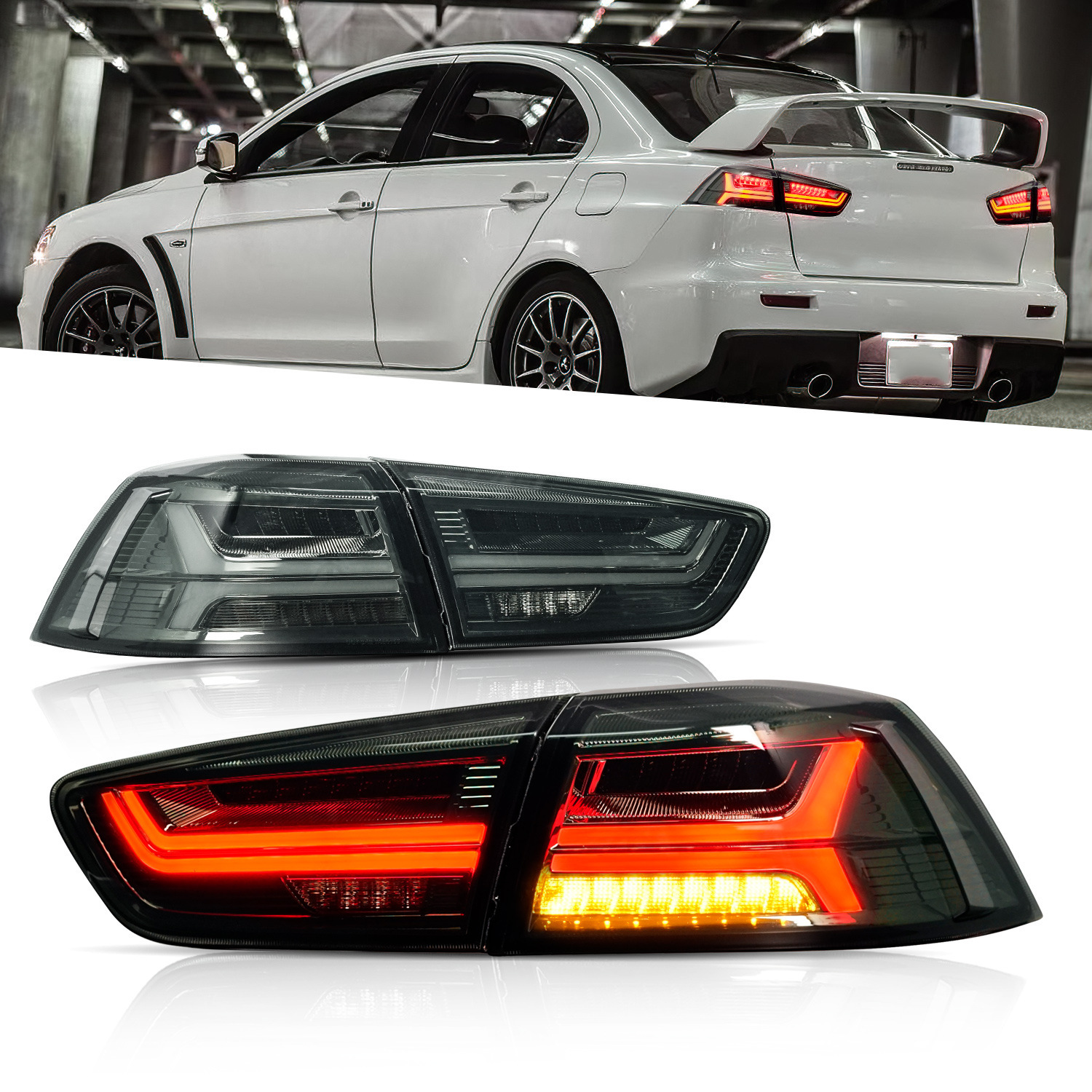 

Auto Tuning Taillights For Mitsubishi Lancer EX 20 08-20 18 Tail Lamp LED Assembly Streaming Turn Signal Lights Fish Bone Style