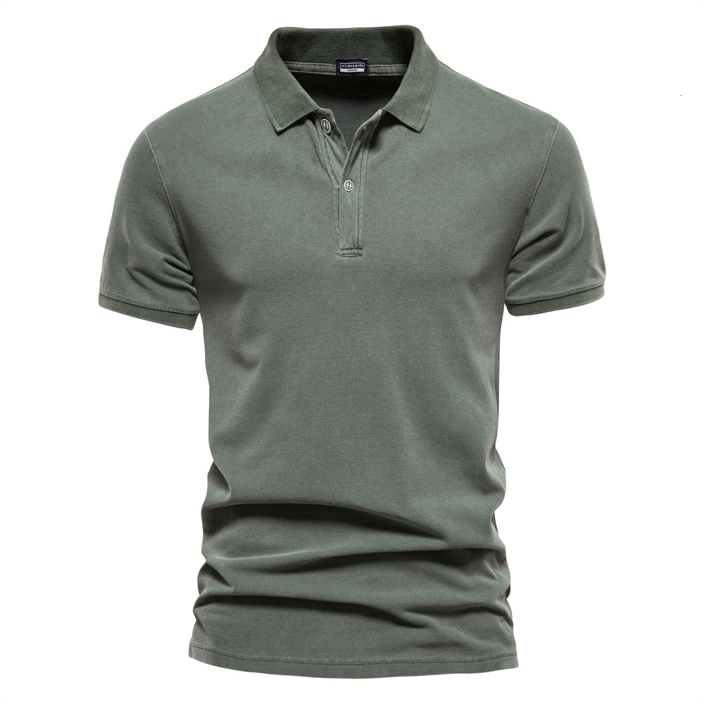 

Men's Polos Men's Polo Shirts Pure Cotton Solid Color Casual Short Sleeve Summer Men Clothing Men's Shirts Fashion Streetwear Polos for Men 230414, Green