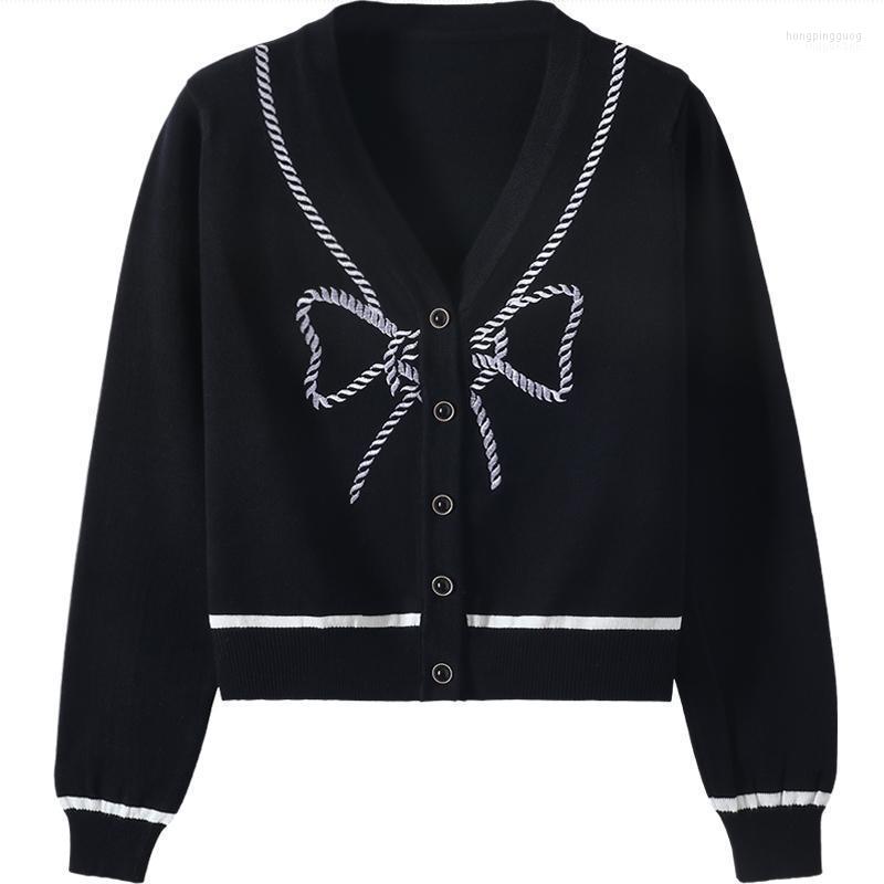 

Women's Knits & Tees Autumn And Winter V-neck Bowknot Sweater Long Sleeve Temperament Slim Fashion 2023 1, Black