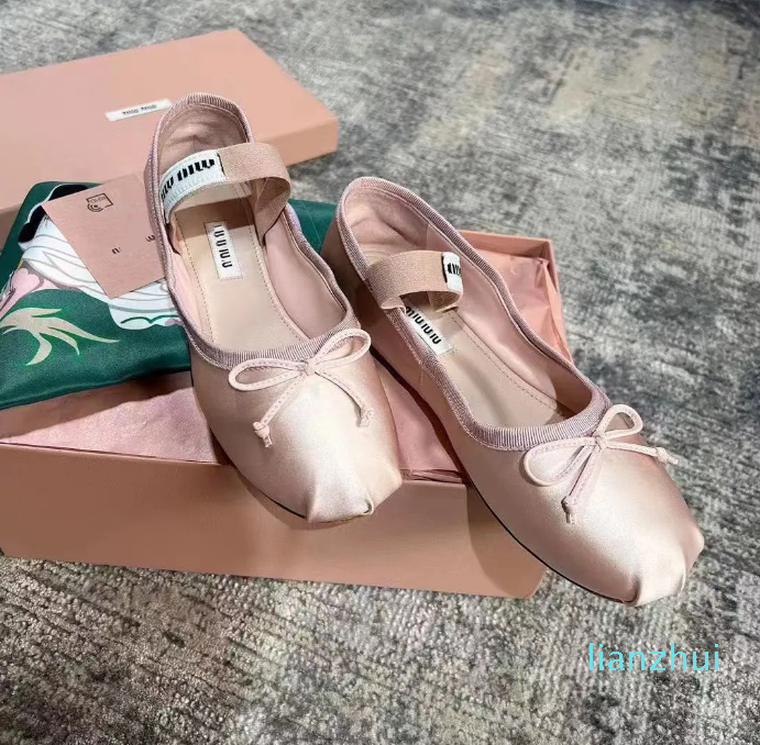 

Sandals Fashion Designer Professional Dance Shoes 2023 Satin ballerinas mm Platform Bowknot Shallow Mouth Single Shoe flat sandals for women 35-40, #3