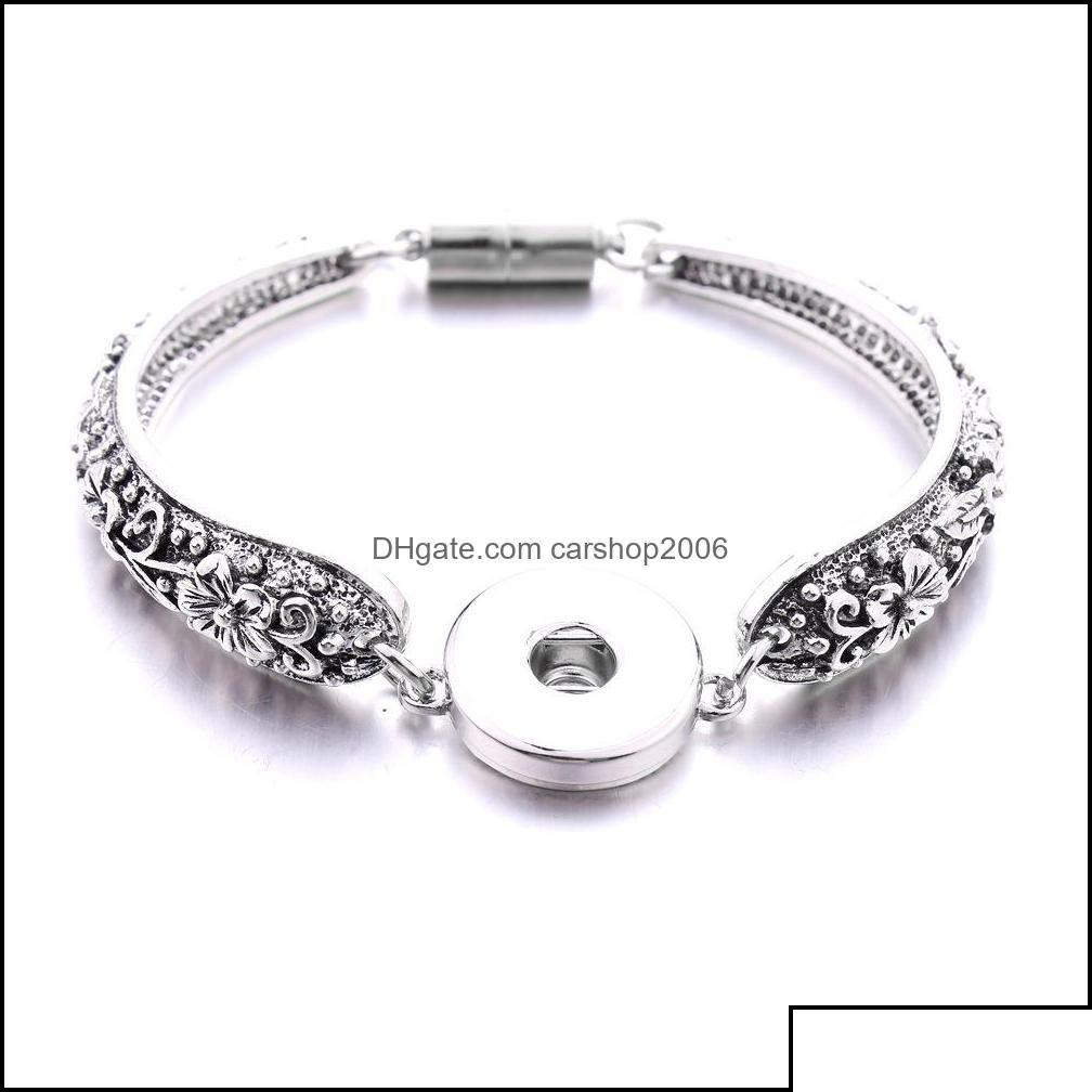 

Charm Bracelets Snap Button Bracelet Jewelry Vintage Sier Color Plating Bangle Fit 18Mm Snaps Buttons Diy For Women Men Noosa S166 D Dhbes